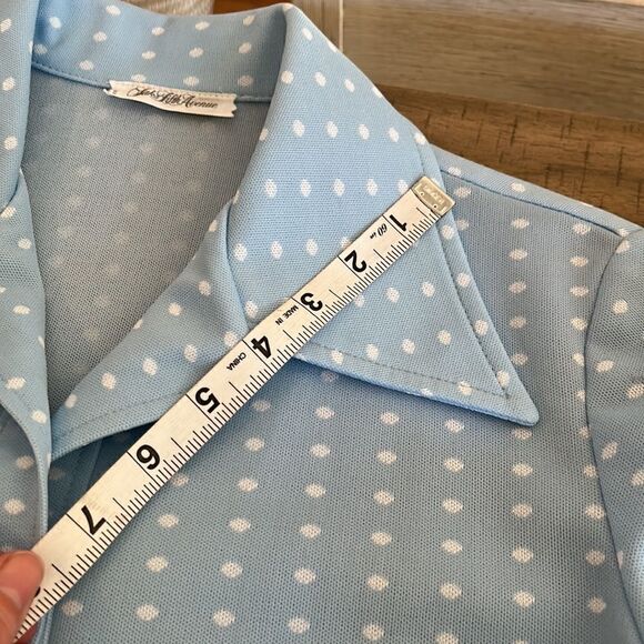 Groovy 70s 200% Poly Tunic Length Shirt Iridescent Buttons. Brady Bunch Vibe - Picture 12 of 16